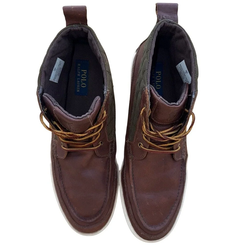 POLO Ralph Lauren Tomas Men's‎ Brown Leather Chukka Deck Boots, Size 11D, GUC